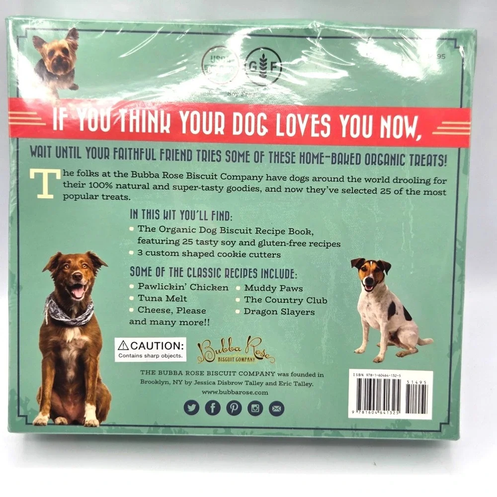 Bubba‎ Rose ORGANIC DOG BISCUIT COOKBOOK 25 Recipes & 3 Cookie Cutters